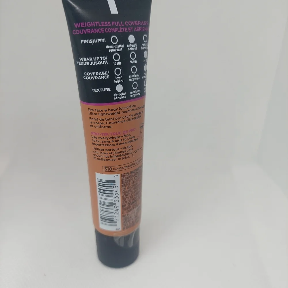 L'oreal Infallible Total Cover Foundation 310 Classic Tan 30ml full coverage